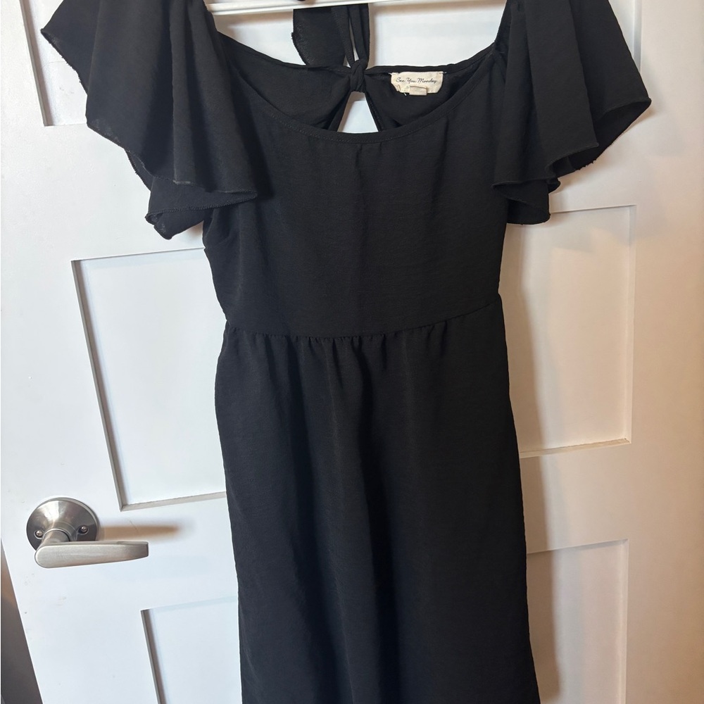 See You Monday Black Flutter Dress